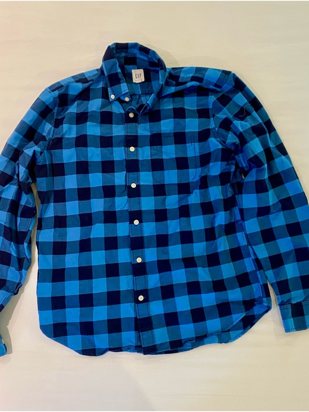 GAP Blue & Navy Buffalo Plaid Button-Down Shirt